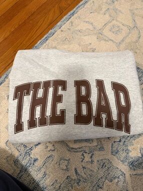 Grey Sweatshirt with Brown "THE BAR" Sweatshirt